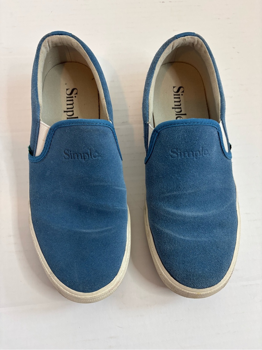 Simple Blue Suede Slip On Sneaker Mens 7, Women’s 9